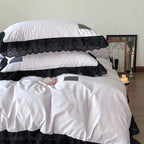 Strawberry Black Lace Ruffle Bedding Set Ever Lasting