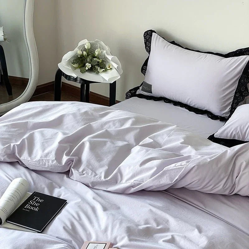 Strawberry Black Lace Ruffle Bedding Set Ever Lasting