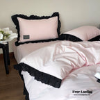 Strawberry Black Lace Ruffle Bedding Set Ever Lasting