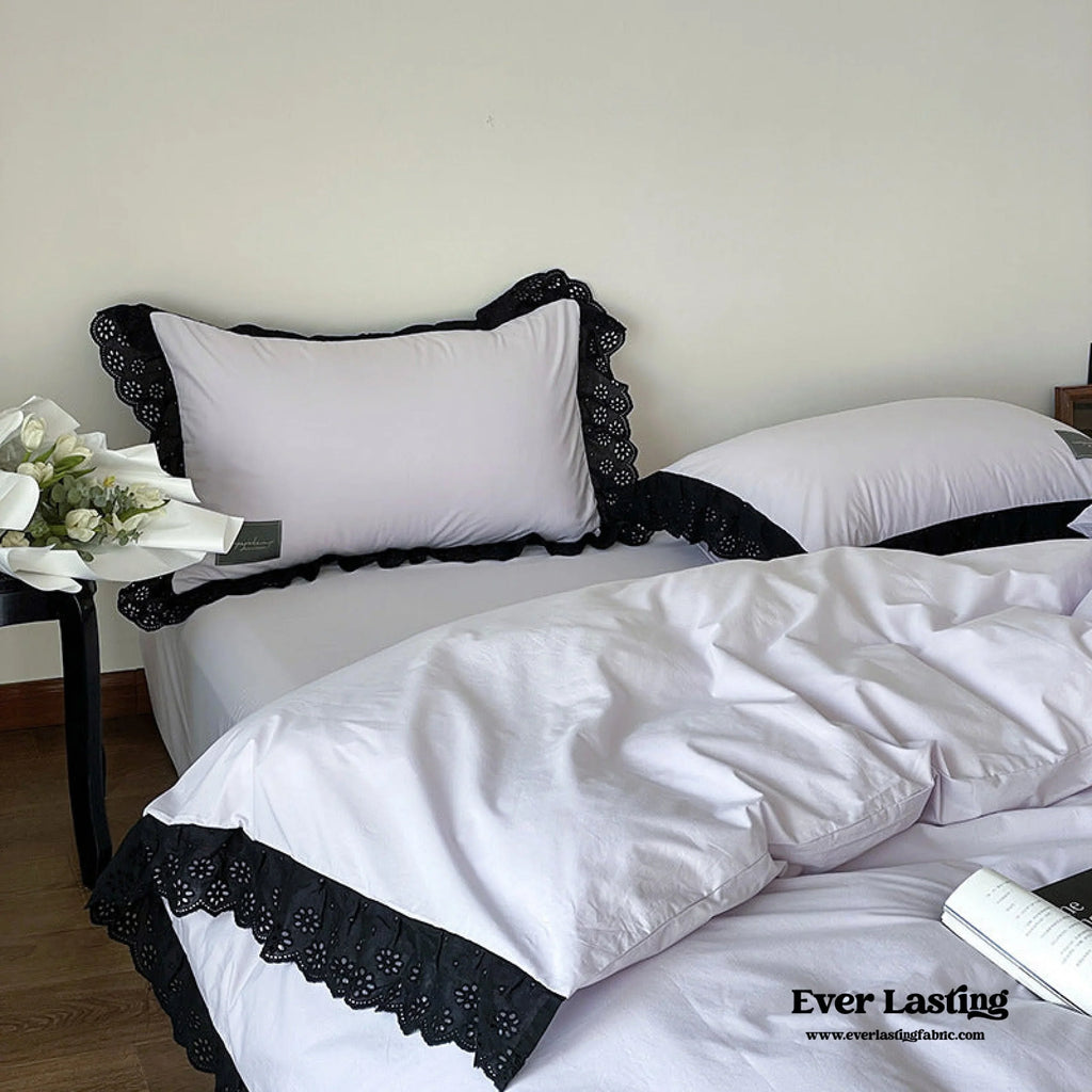 Strawberry Black Lace Ruffle Bedding Set Ever Lasting