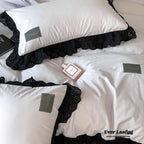 Strawberry Black Lace Ruffle Bedding Set Ever Lasting