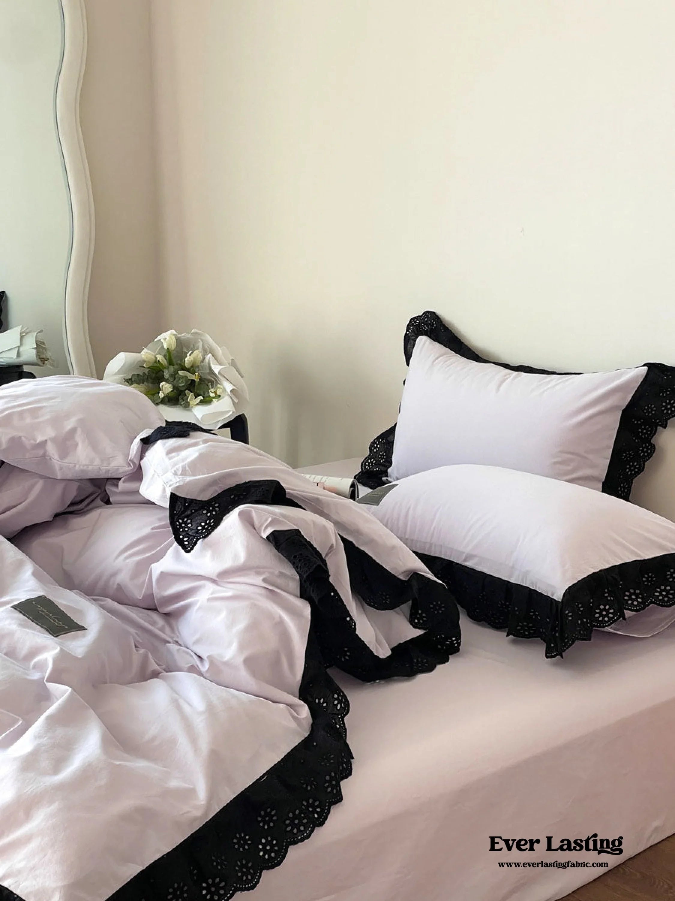Strawberry Black Lace Ruffle Bedding Set Ever Lasting