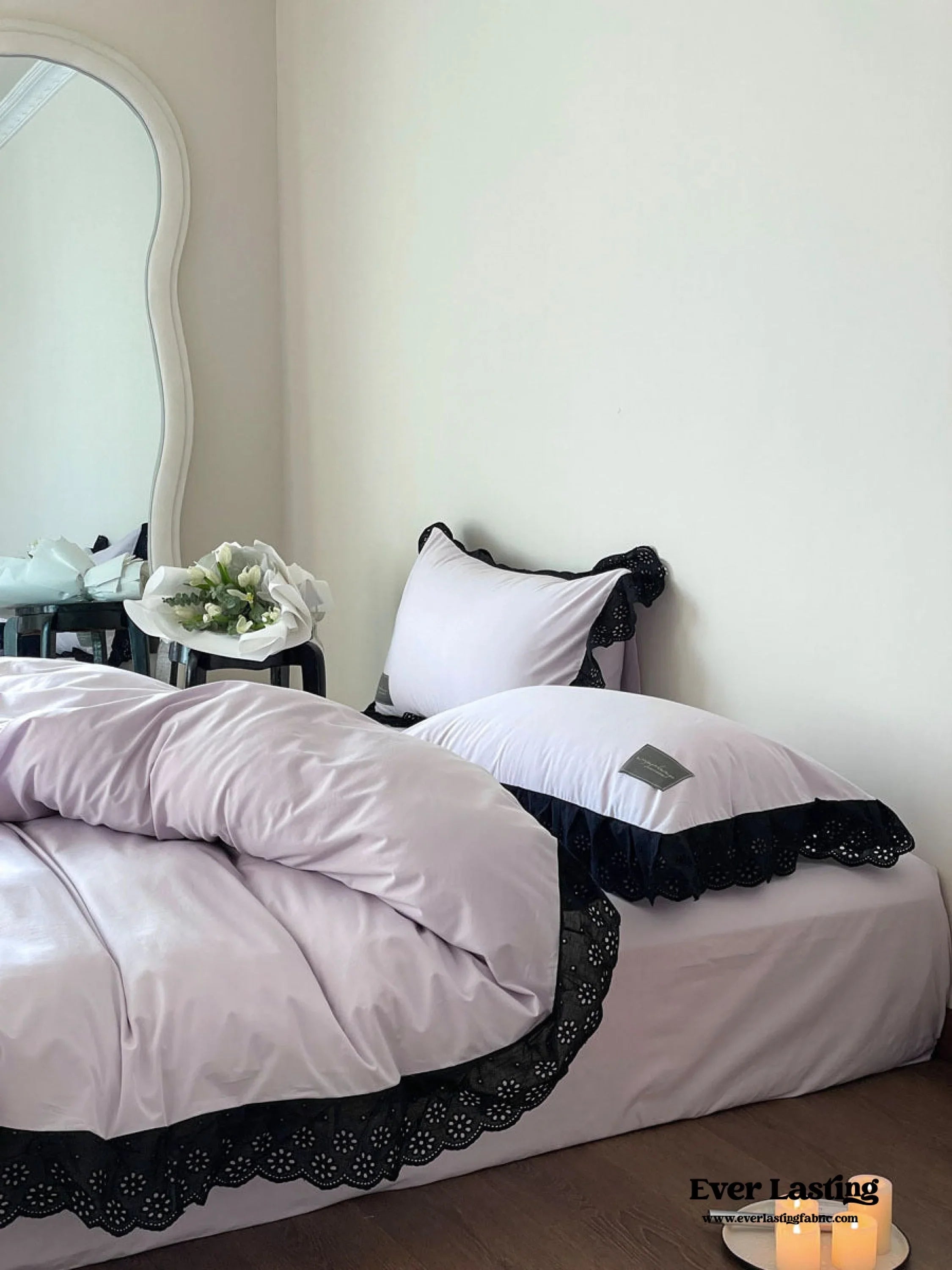 Strawberry Black Lace Ruffle Bedding Set Ever Lasting