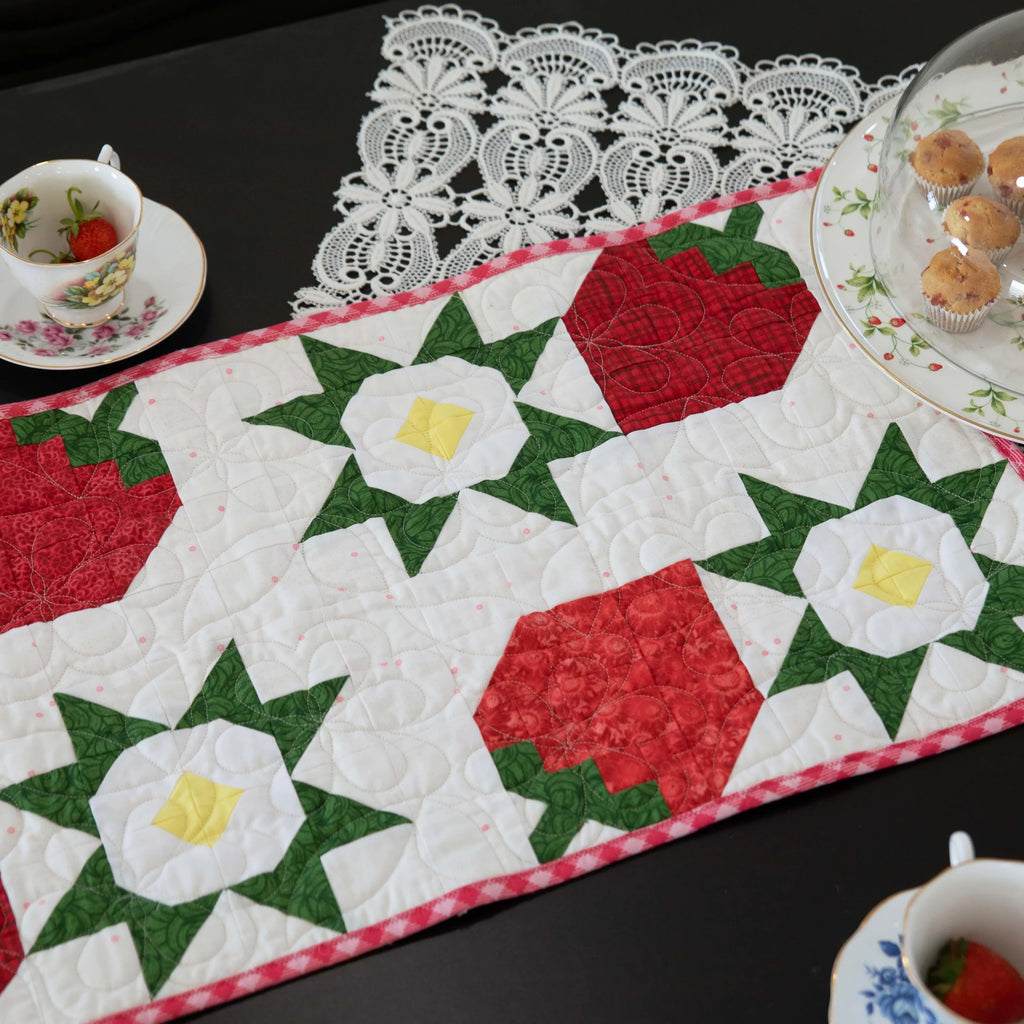 Strawberry Table Runner Kit Block Party Quilt Co