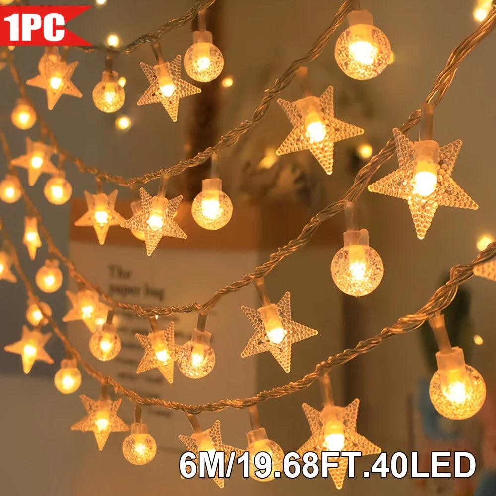 1pc, String Lights and Bubble Ball String Lights, 40/20/10LED, Crystal Clear Ball and Star Dream String Lights, Suitable for Bedroom, Wedding, Party, Wall Decoration, Birthday, Gift, Back to School, Christmas, Easter House Of Avana
