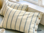 Stripe Buttoned Bedding Set / Beige Brown Ever Lasting