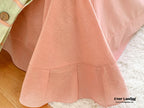 Stripe Buttoned Bedding Set / Beige Brown Ever Lasting