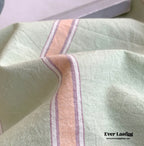 Stripe Buttoned Bedding Set / Beige Brown Ever Lasting