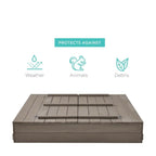 Sturdy Cedar Wood Kids Outdoor Sandbox with Benches in Grey Finish