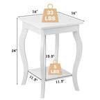 Stylish Nightstand End Table in White Wood Finish - Set of 2
