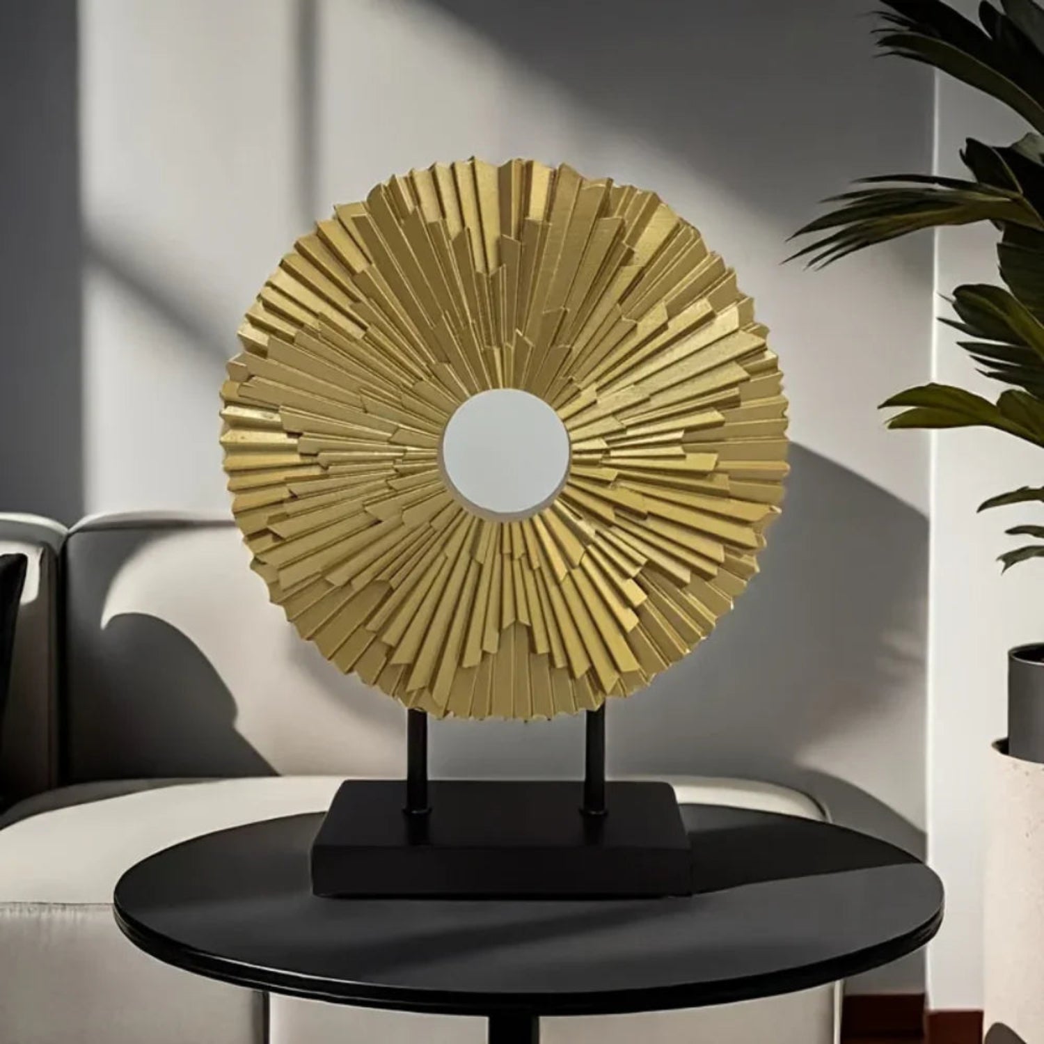 Yellow ceramic sunflower figurine, delicate petals, decorative tabletop accent - House of Avana