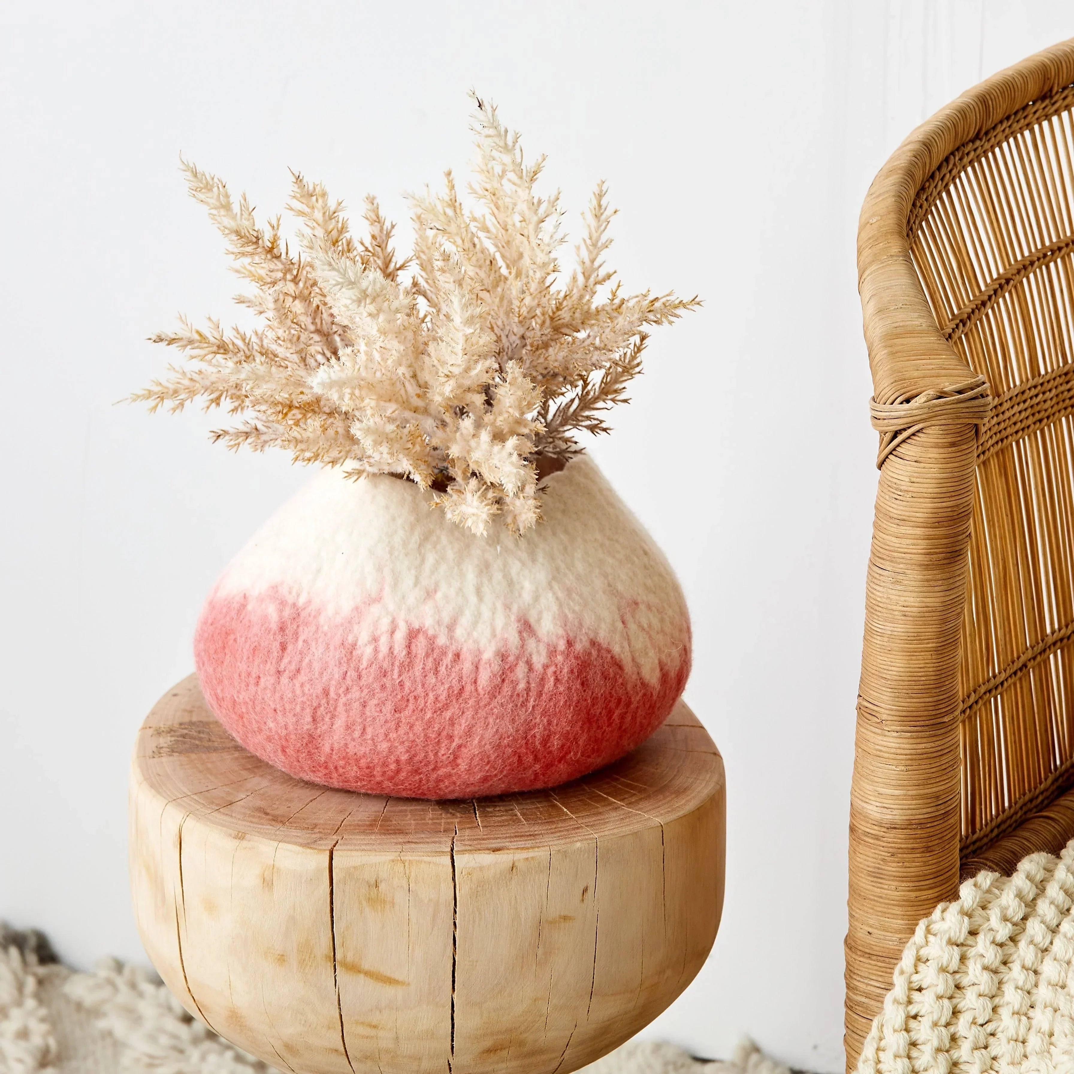 Sunkissed Coral Decorative Wool Ukhamba Bowl Kanju Interiors