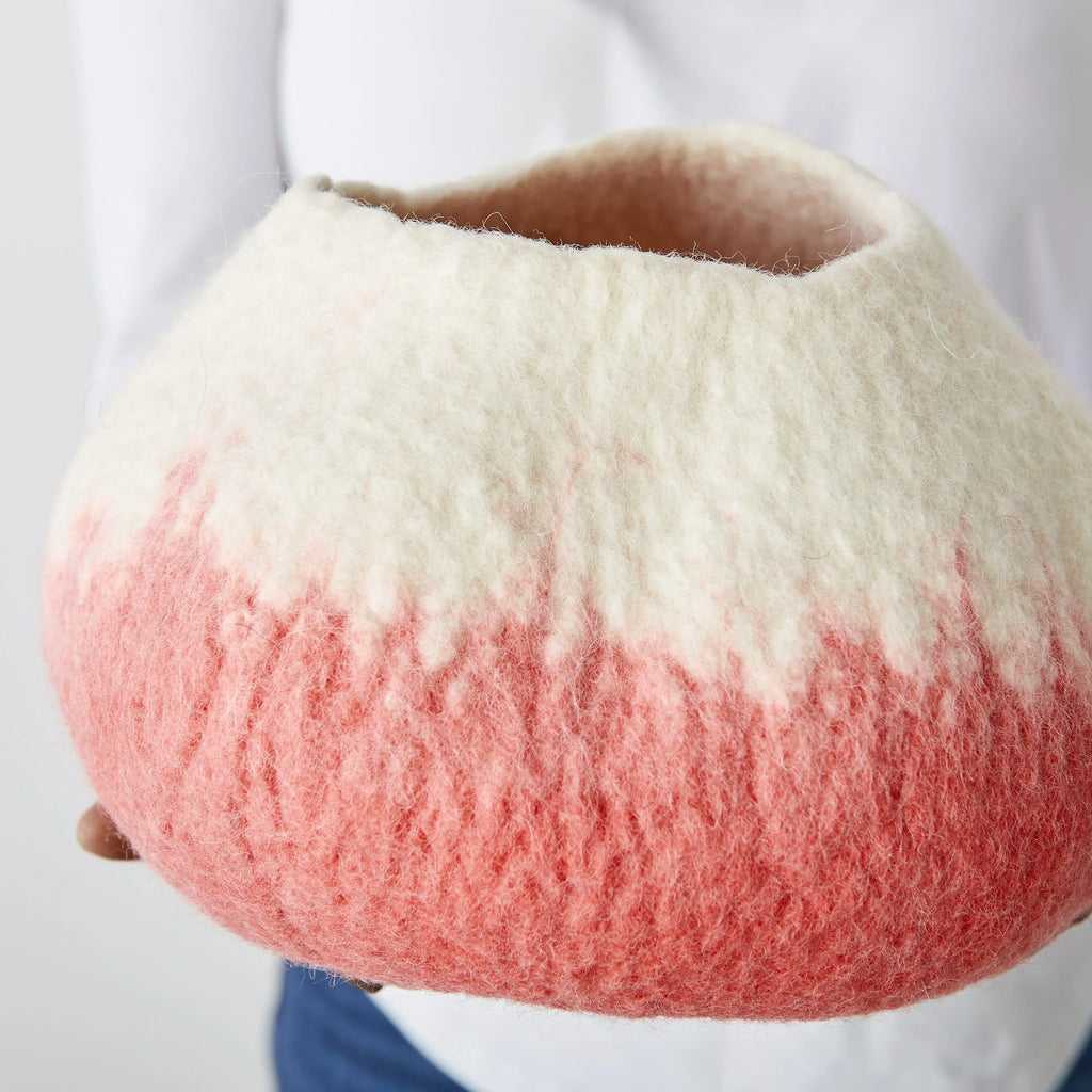 Sunkissed Coral Decorative Wool Ukhamba Bowl Kanju Interiors