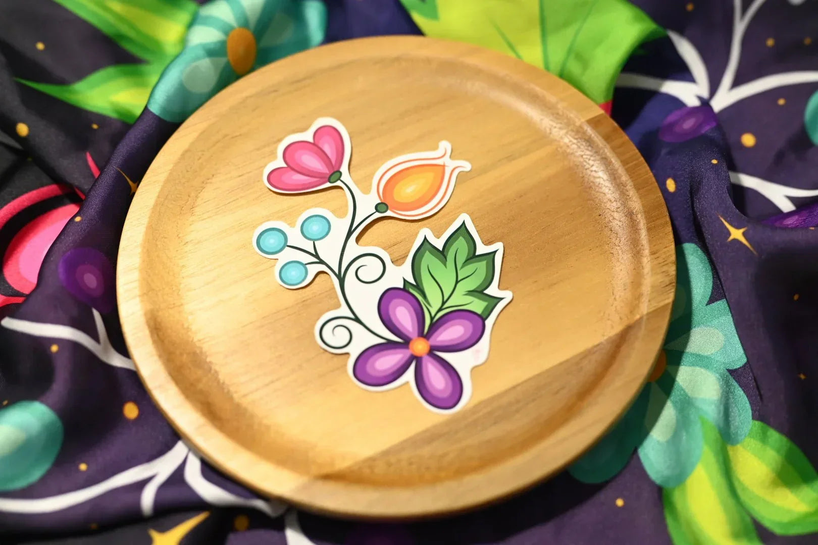 Sunset Ojibwe Floral Sticker Bizaanide'ewin