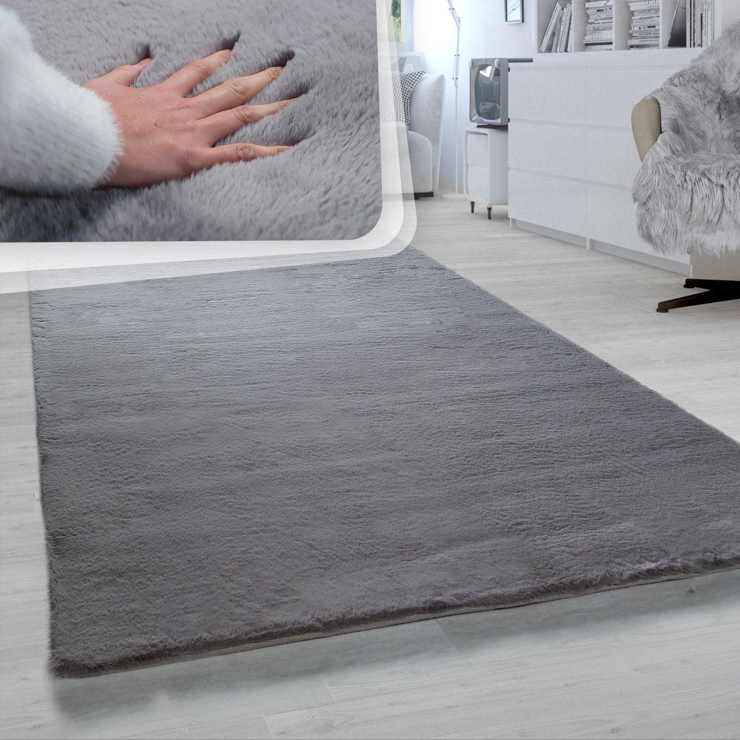 Super Soft Area Rug Fluffy High Pile Cosy Luxurious Touch in Solid Anthracite RugYourHome
