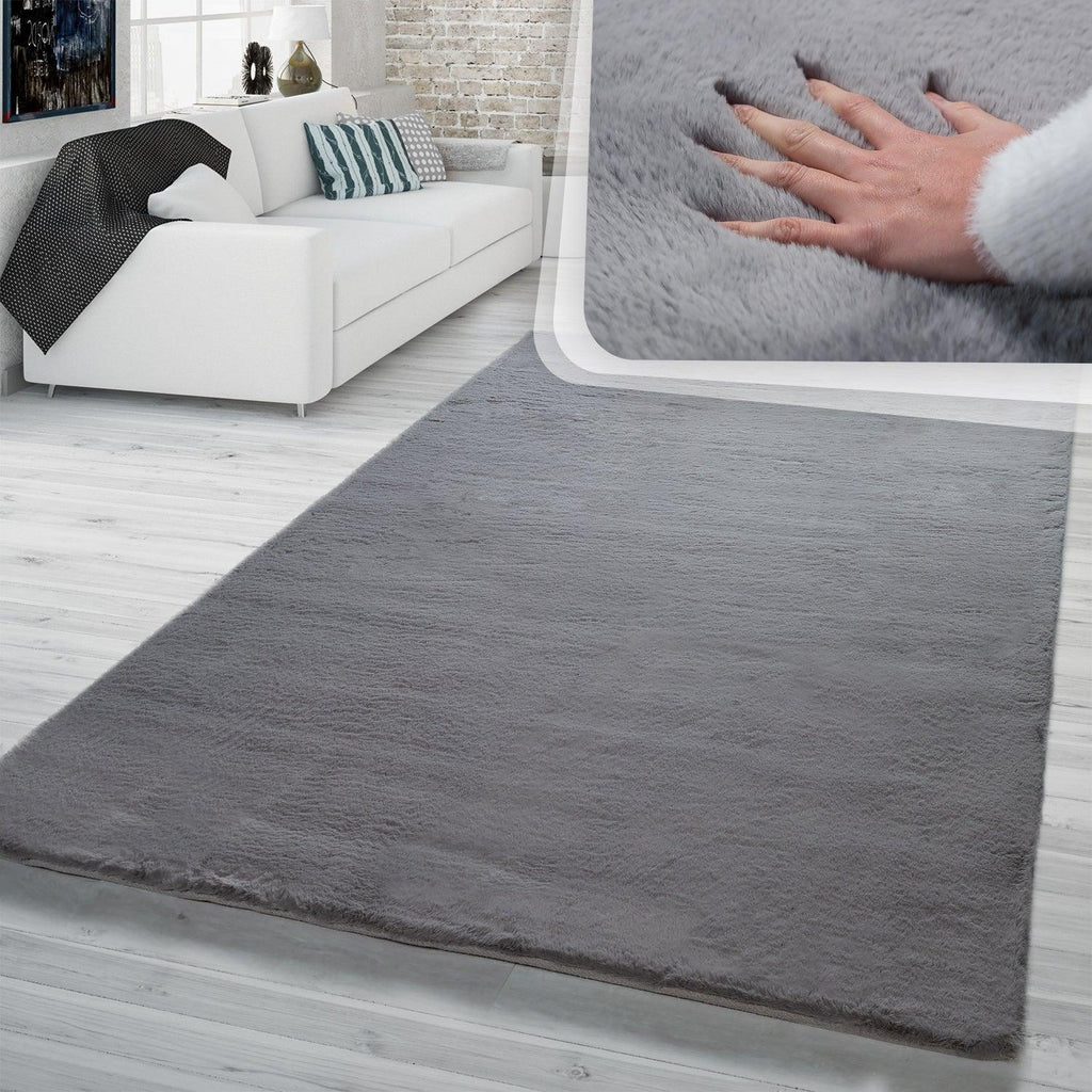 Super Soft Area Rug Fluffy High Pile Cosy Luxurious Touch in Solid Anthracite RugYourHome