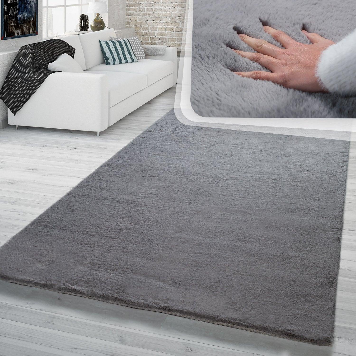 Super Soft Area Rug Fluffy High Pile Cosy Luxurious Touch in Solid Anthracite RugYourHome