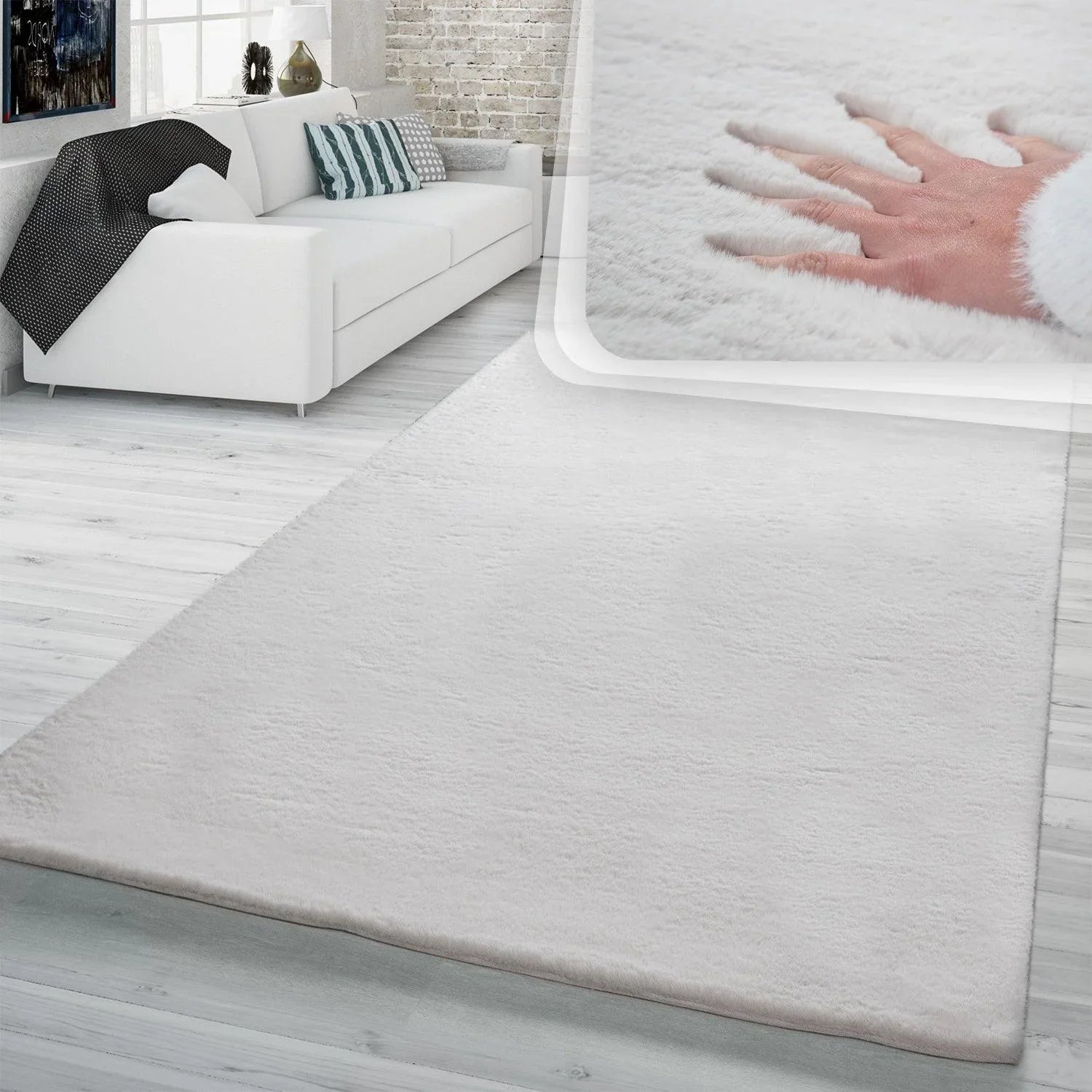 Super Soft Area Rug Fluffy High Pile Cosy Luxurious Touch in Solid Cream RugYourHome