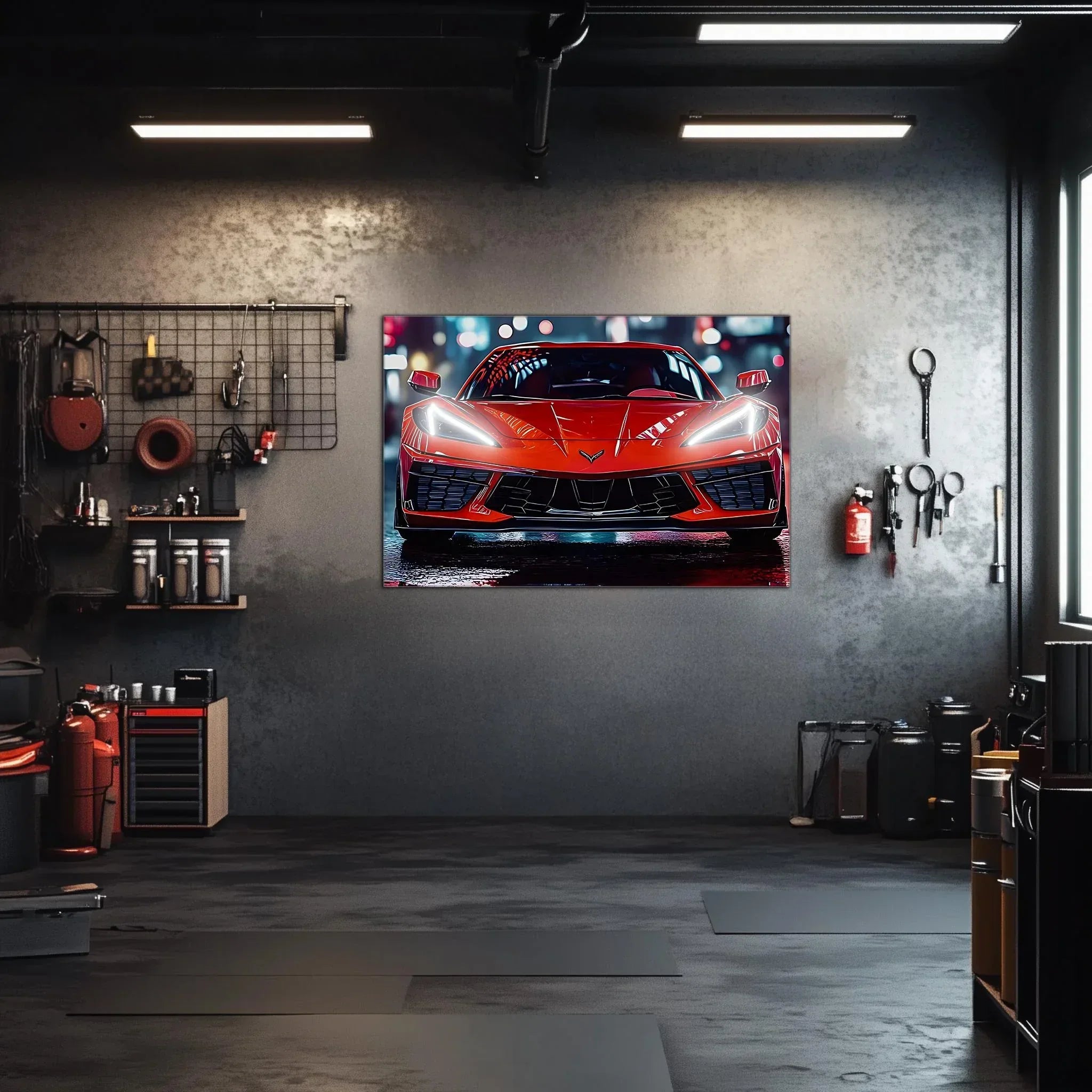 Supercar Neon Wall Art - UV Printed LED Plexiglass Sign for Garage, Man Cave & Racing Fans - Adjustable Light and Free Shipping Peony Atelier