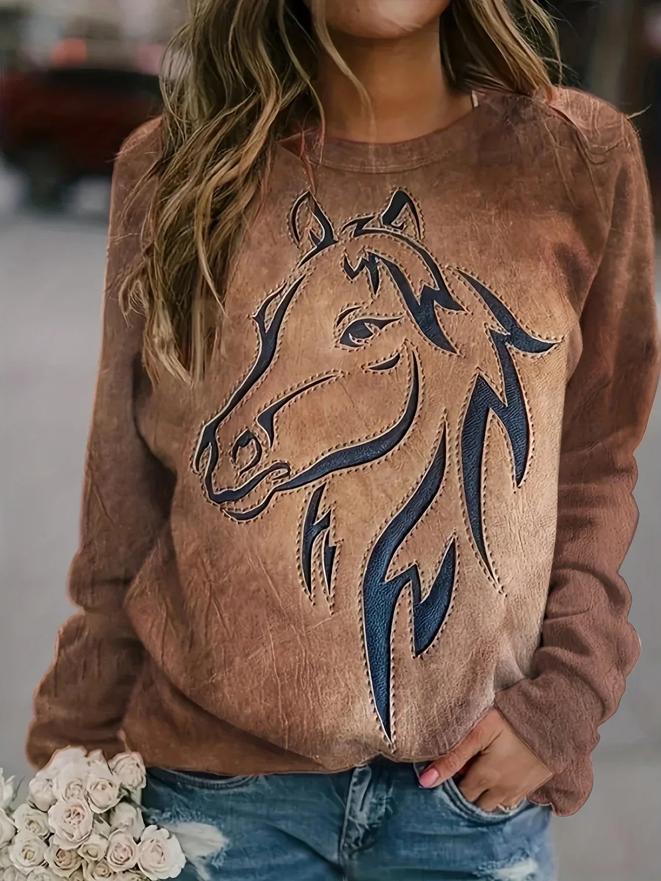 Sweatshirt - Crew Neck Cotton Long Sleeve
