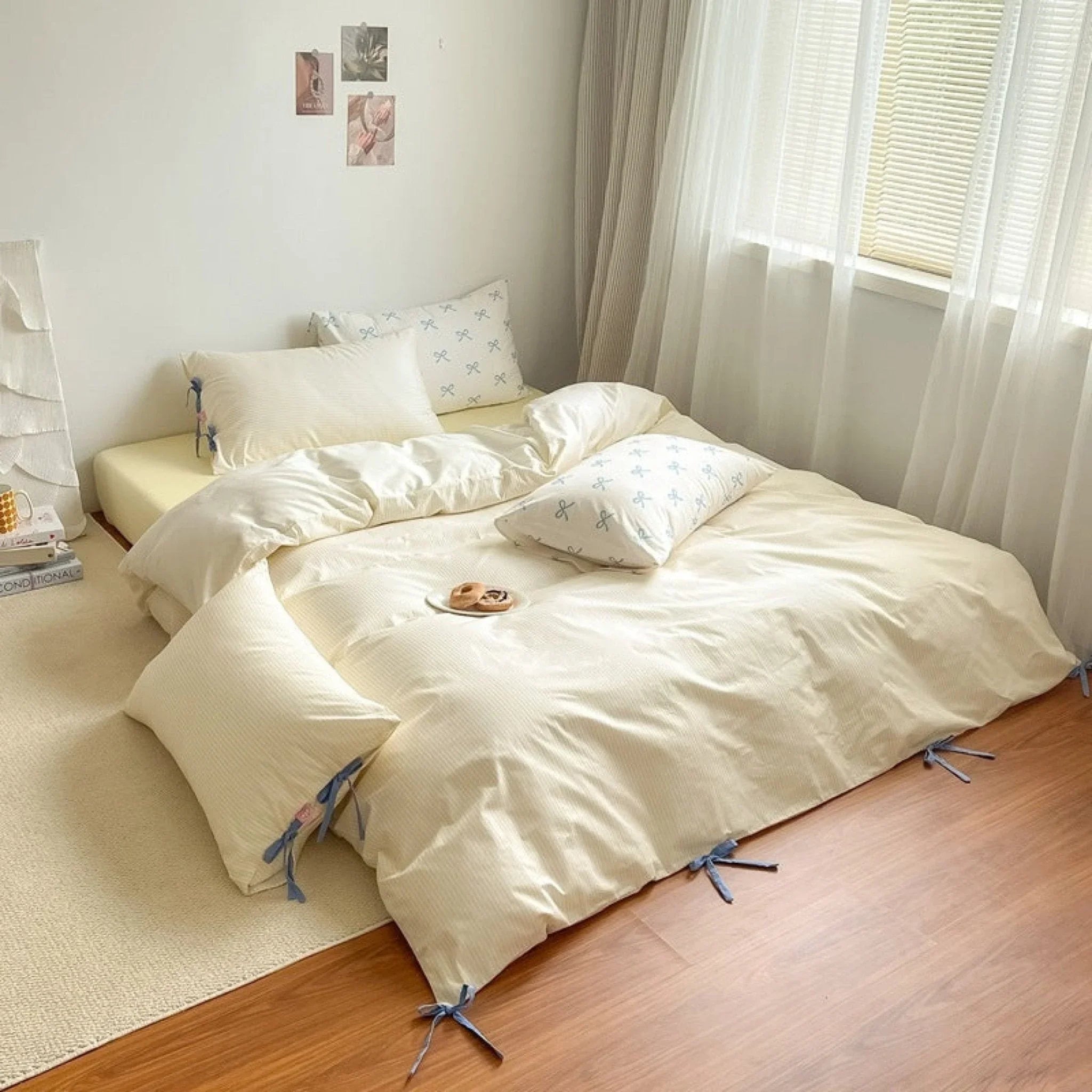 Sweet Bow Striped Bedding Set / Pink Ever Lasting