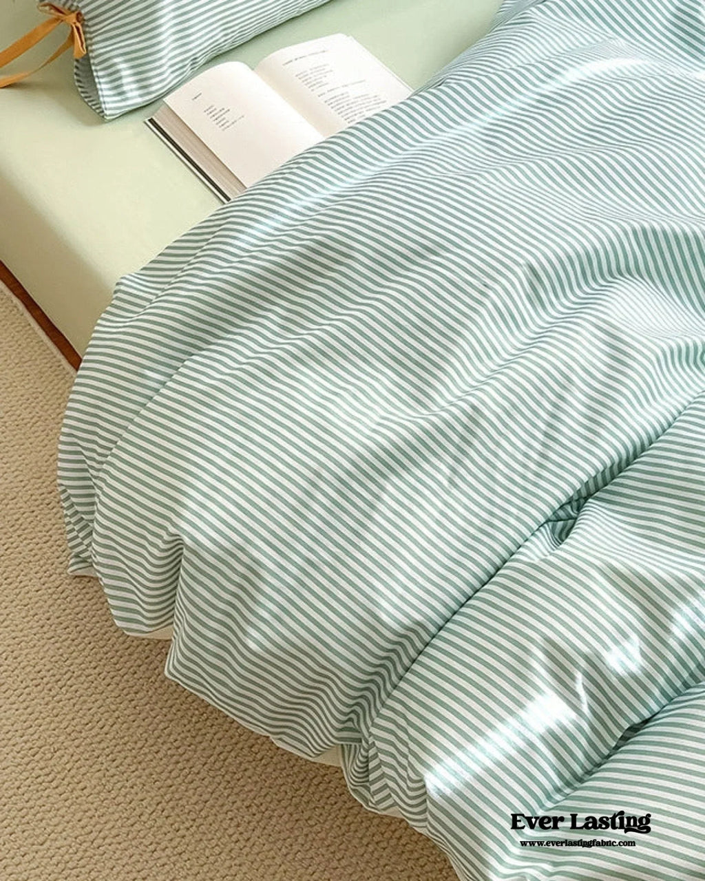 Sweet Bow Striped Bedding Set / Pink Ever Lasting