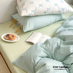 Sweet Bow Striped Bedding Set / Pink Ever Lasting