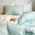 Sweet Bow Striped Bedding Set / Pink Ever Lasting