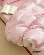 Sweet Bow Striped Bedding Set / Pink Ever Lasting