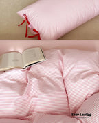 Sweet Bow Striped Bedding Set / Pink Ever Lasting