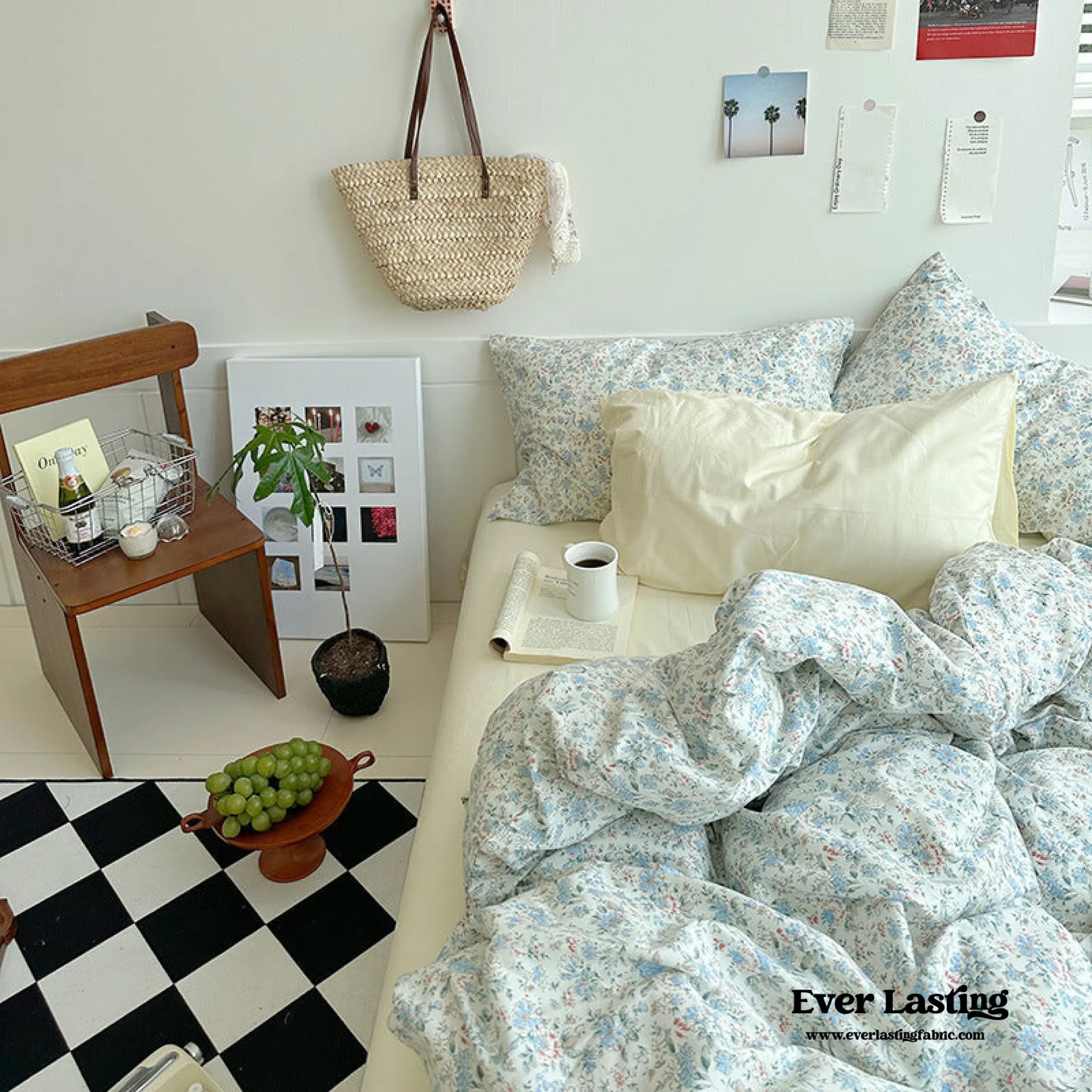 Sweet Floral Bedding Set / Blue Yellow Ever Lasting