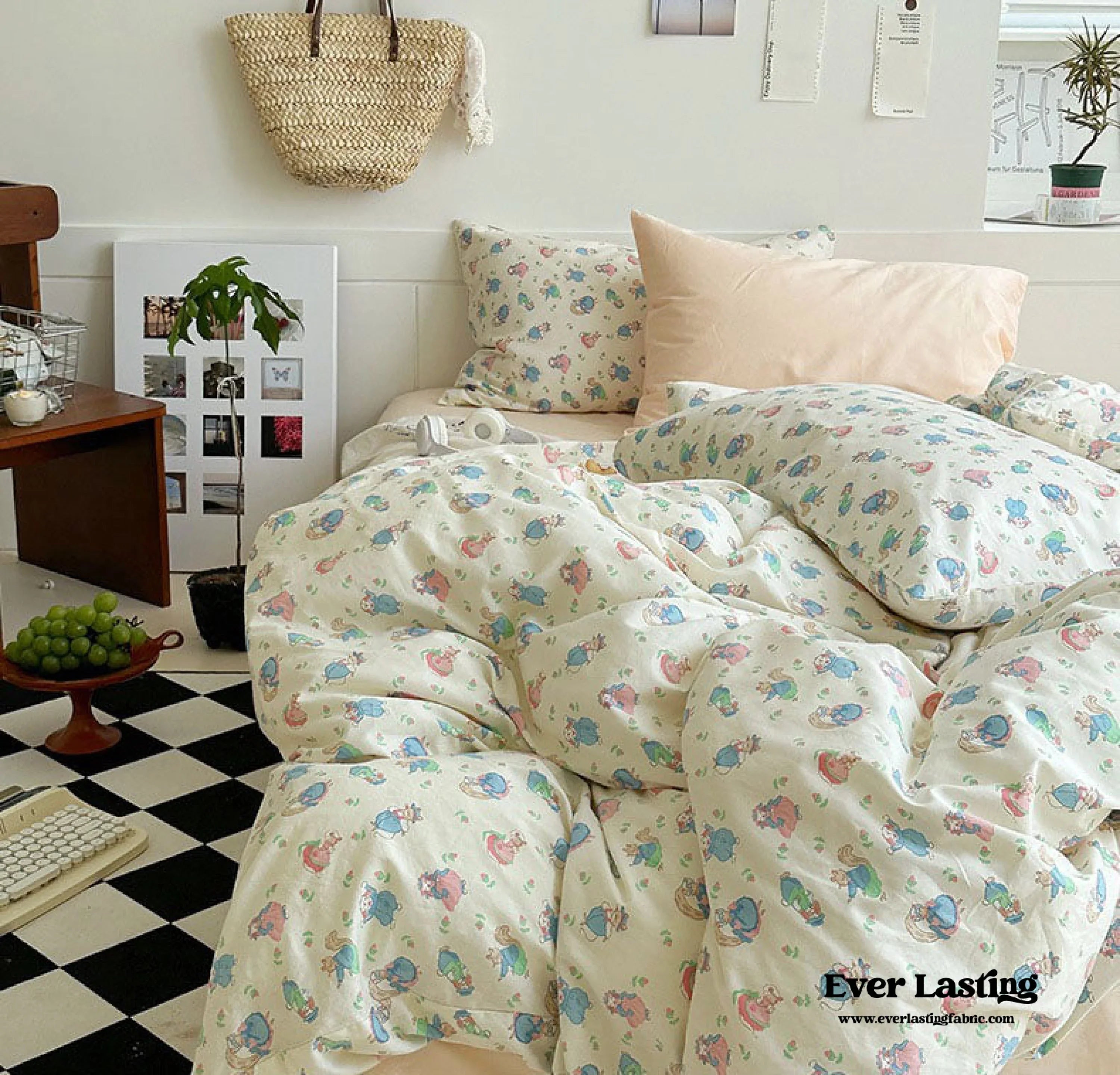 Sweet Floral Bedding Set / Blue Yellow Ever Lasting