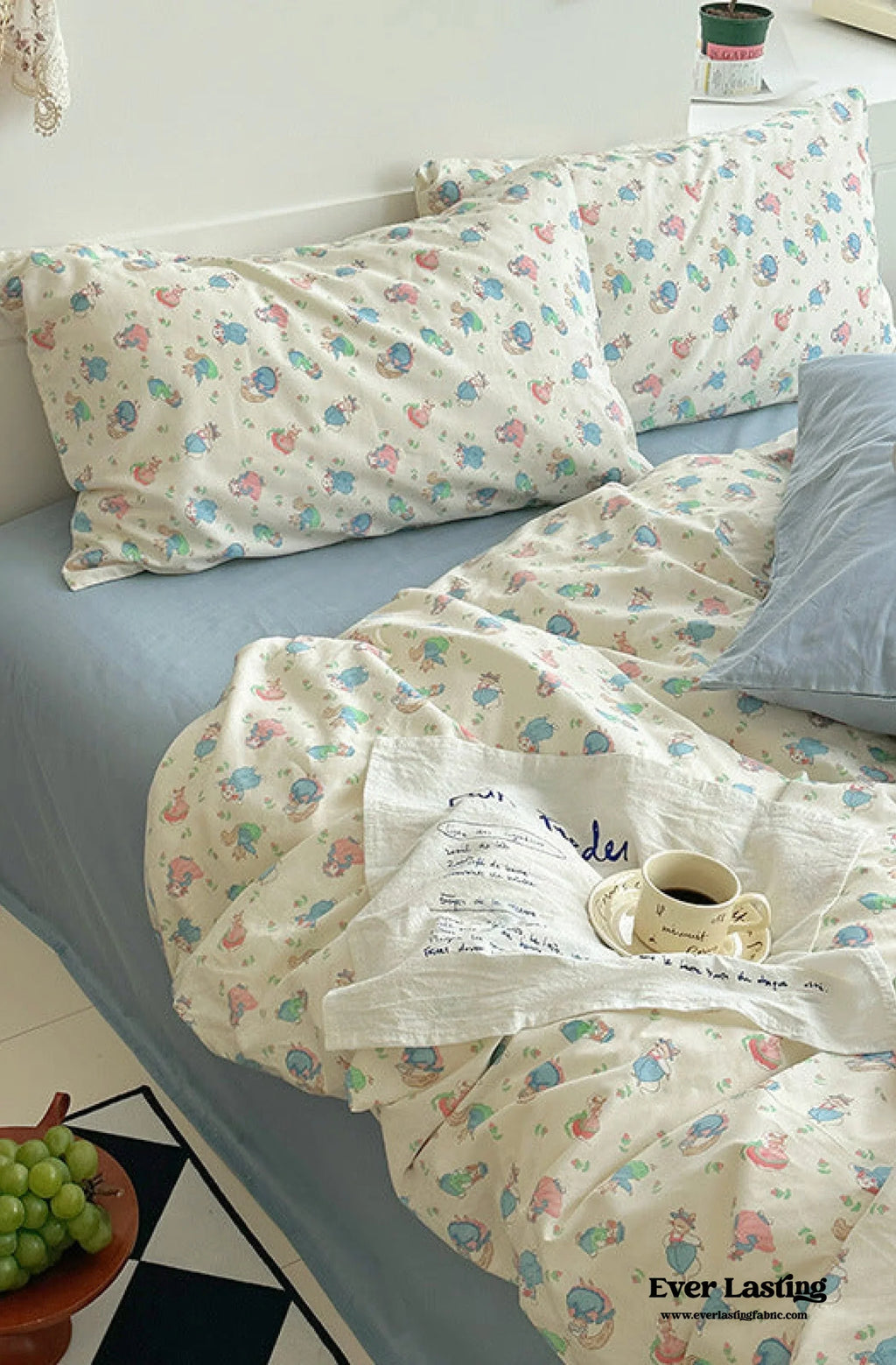Sweet Floral Bedding Set / Blue Yellow Ever Lasting
