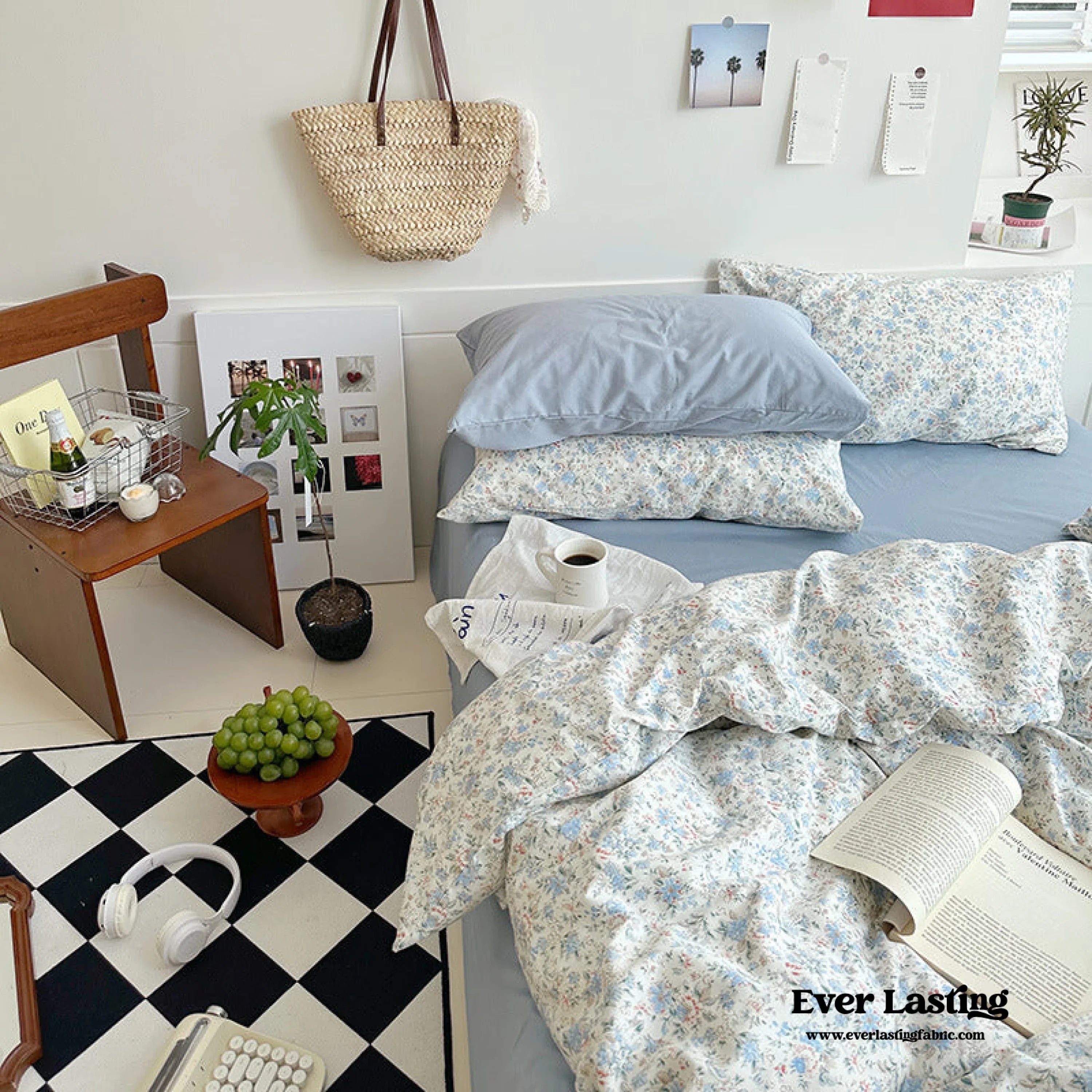 Sweet Floral Bedding Set / Blue Yellow Ever Lasting