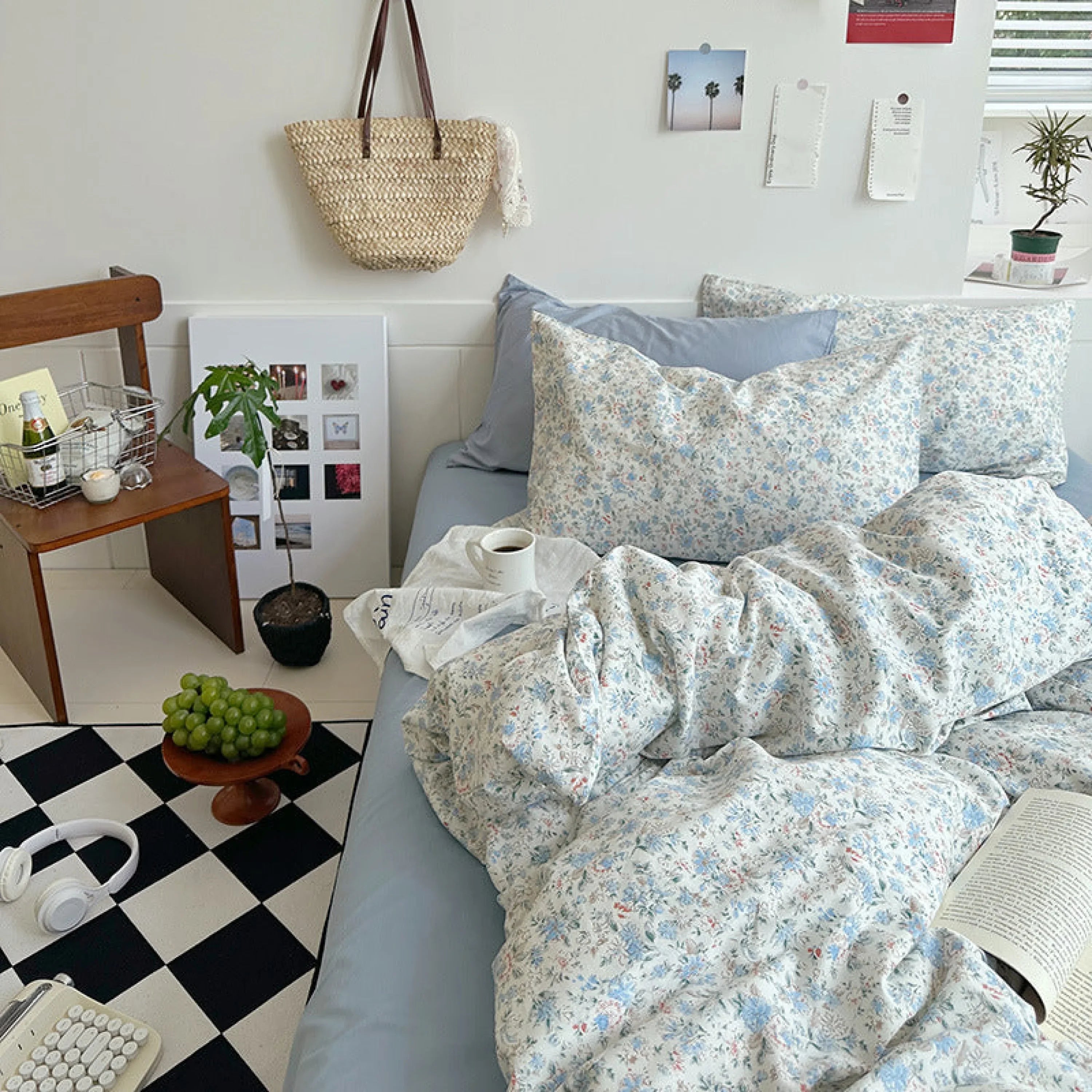 Sweet Floral Bedding Set / Blue Yellow Ever Lasting