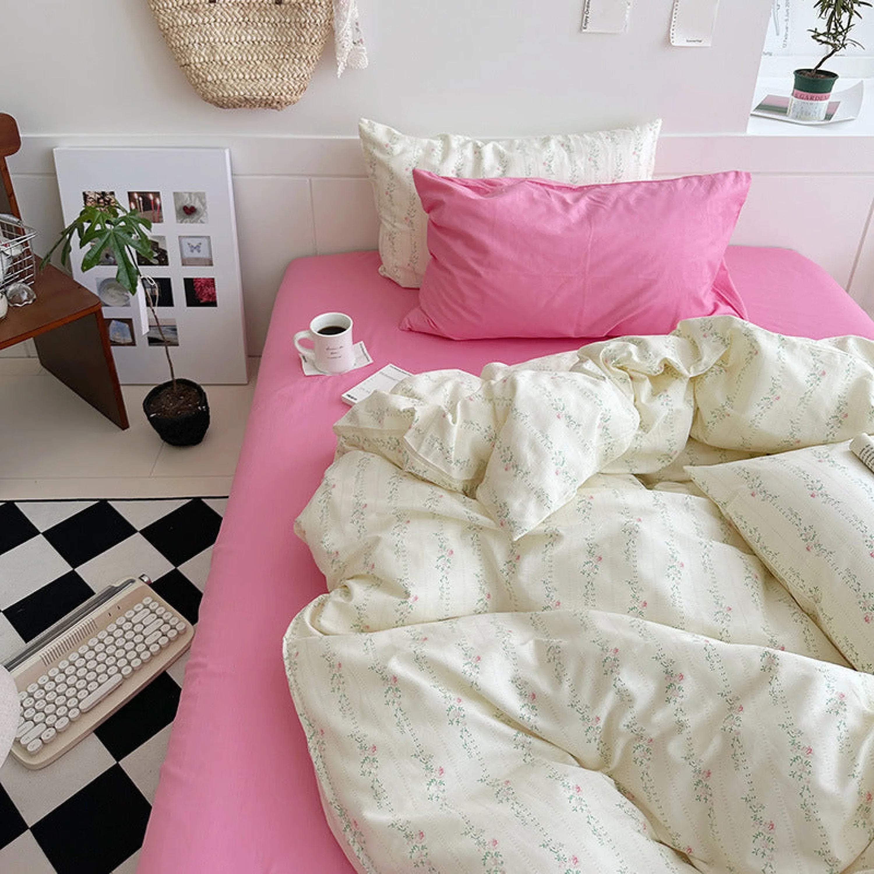 Sweet Floral Bedding Set / Cream Ever Lasting