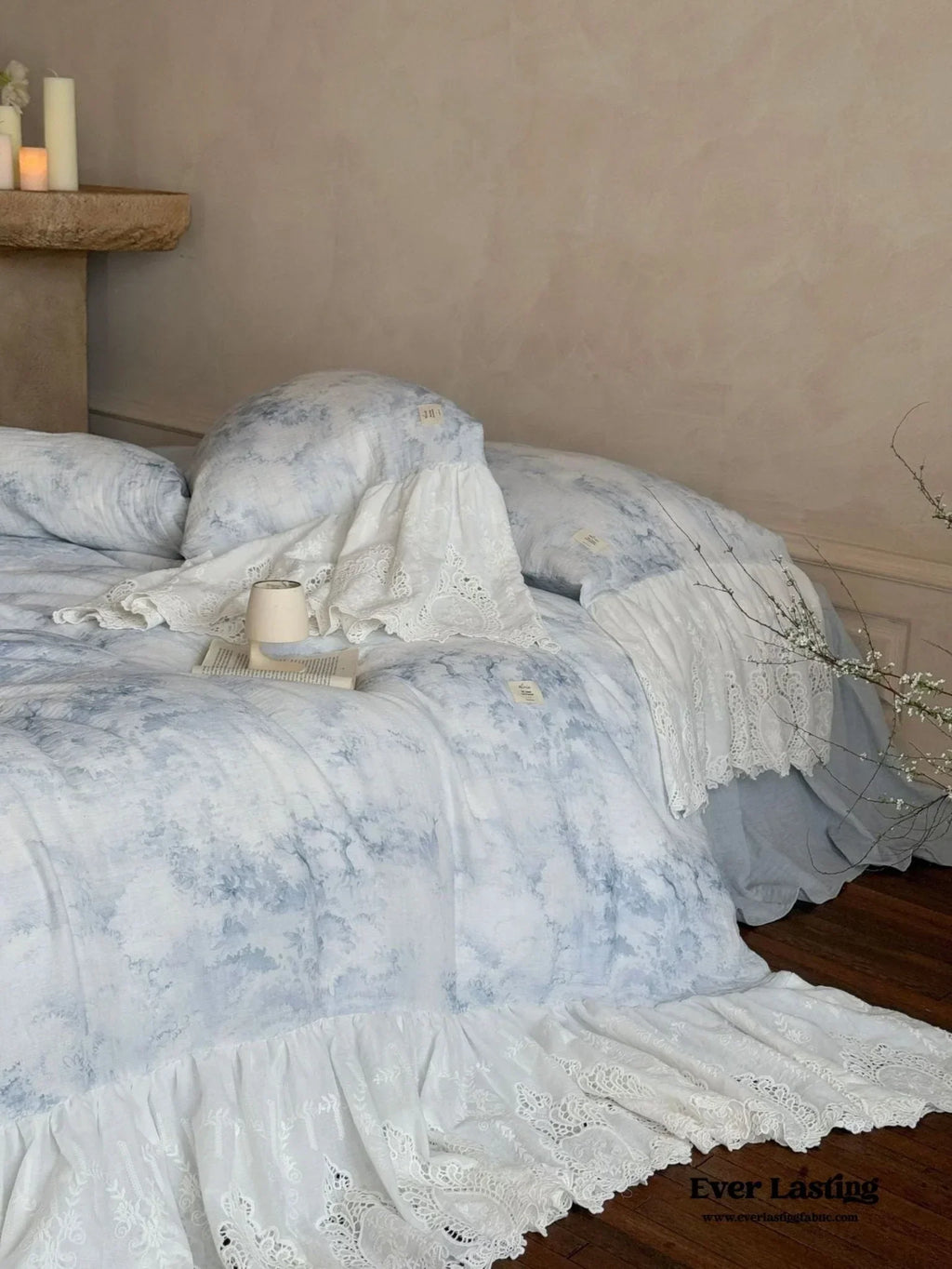 Sylvie Lace Gauze Bedding Set / Blue Sky Ever Lasting