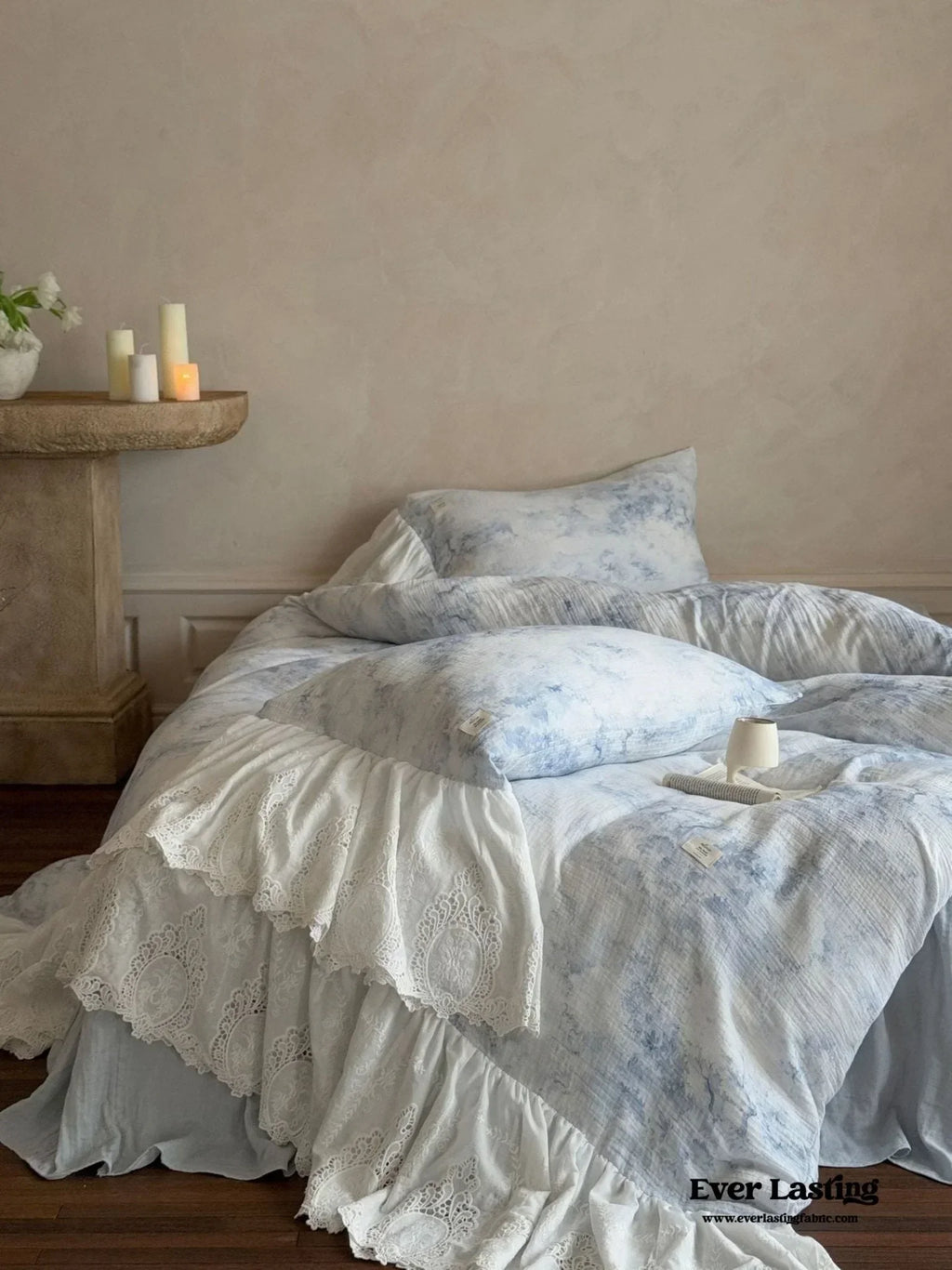Sylvie Lace Gauze Bedding Set / Blue Sky Ever Lasting