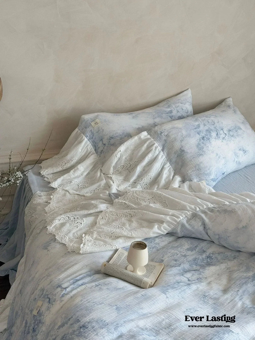 Sylvie Lace Gauze Bedding Set / Blue Sky Ever Lasting