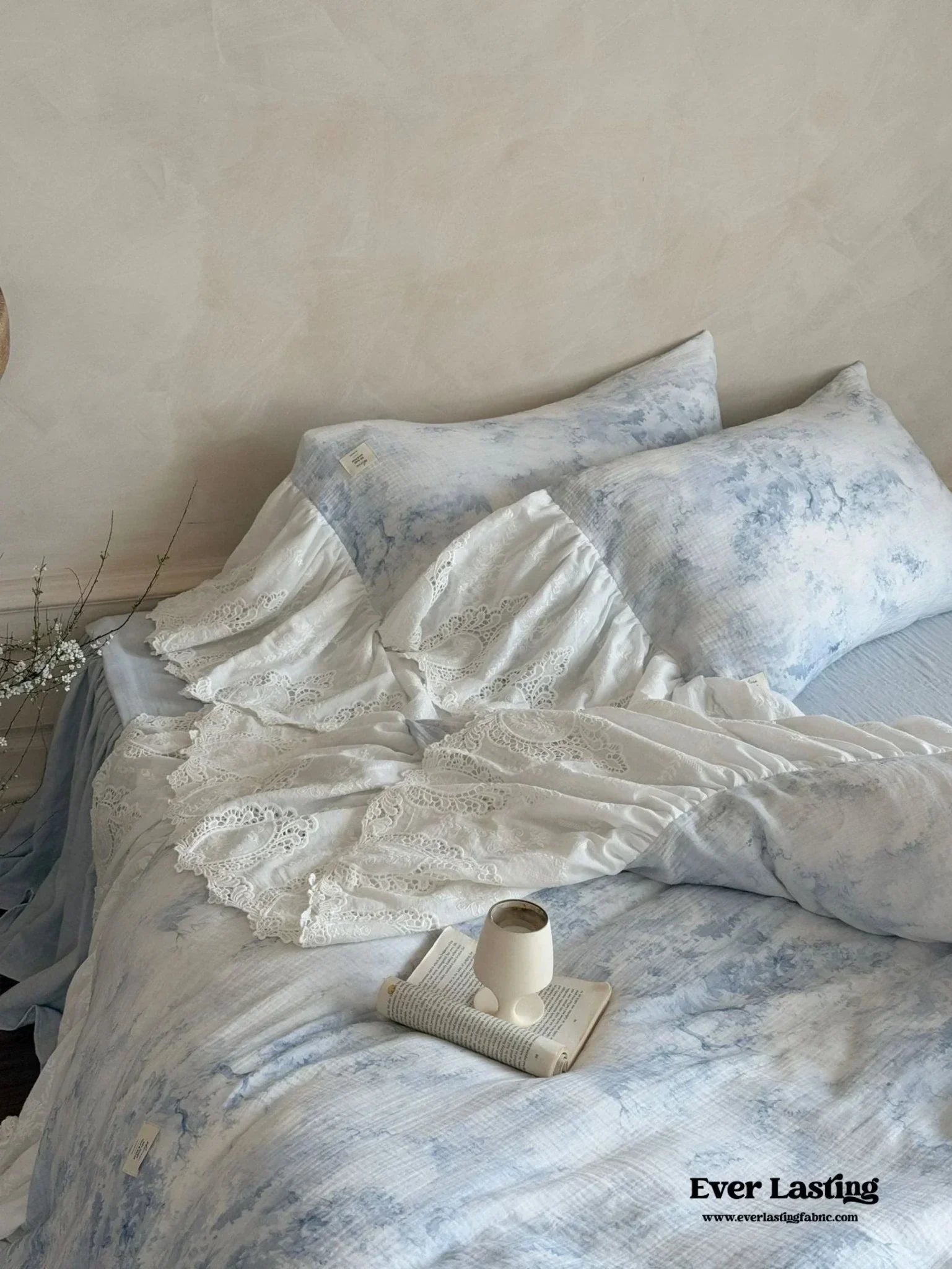 Sylvie Lace Gauze Bedding Set / Blue Sky Ever Lasting