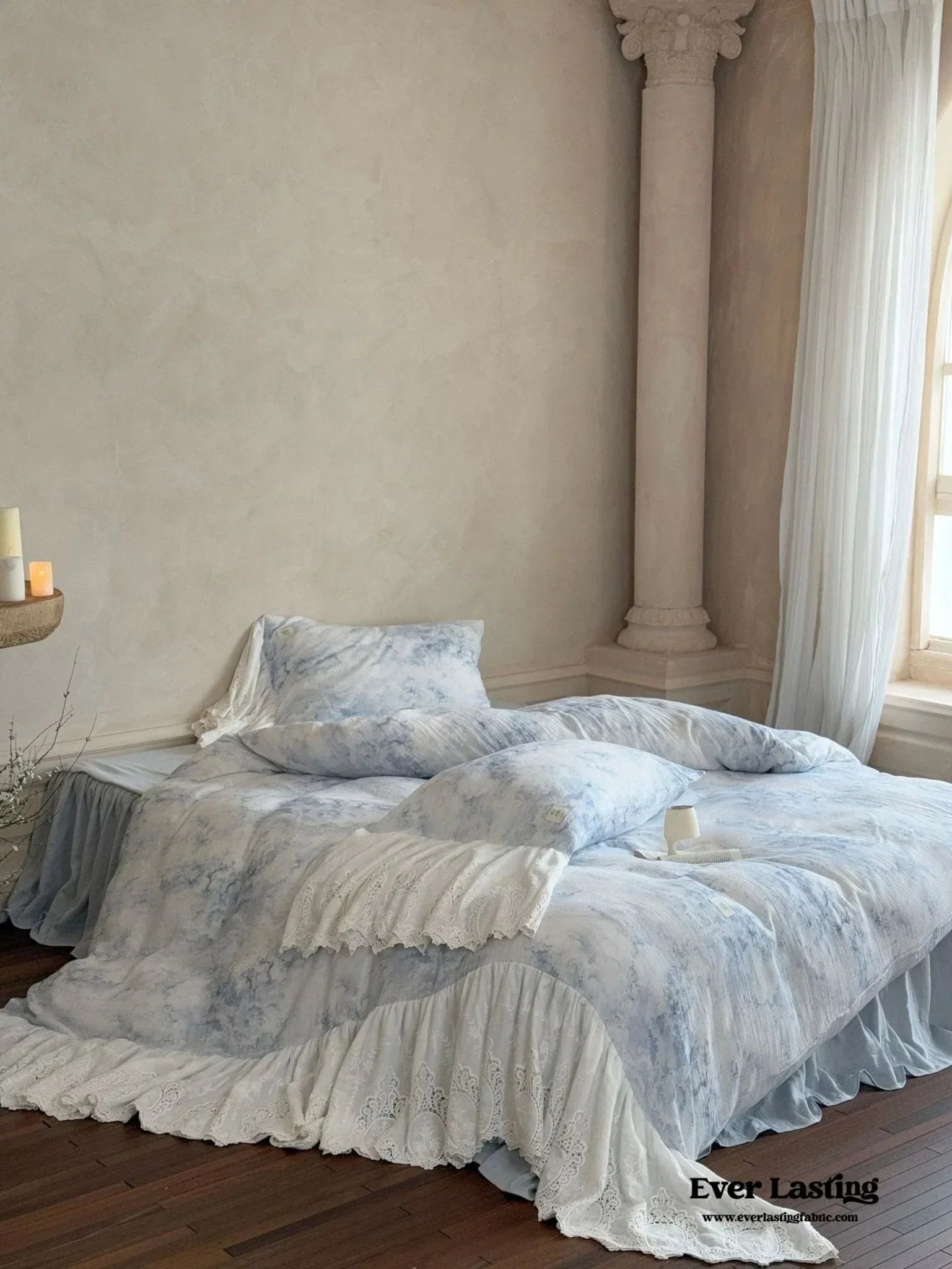 Sylvie Lace Gauze Bedding Set / Blue Sky Ever Lasting