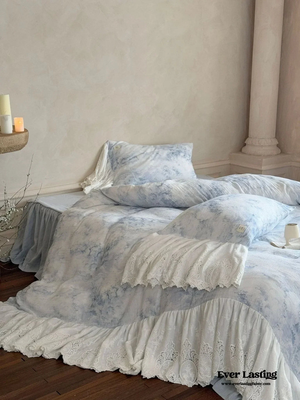 Sylvie Lace Gauze Bedding Set / Blue Sky Ever Lasting