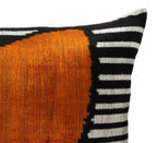 Symphony Silk Velvet Ikat Throw Pillow Cover, X 24, side view - House Of Avana
