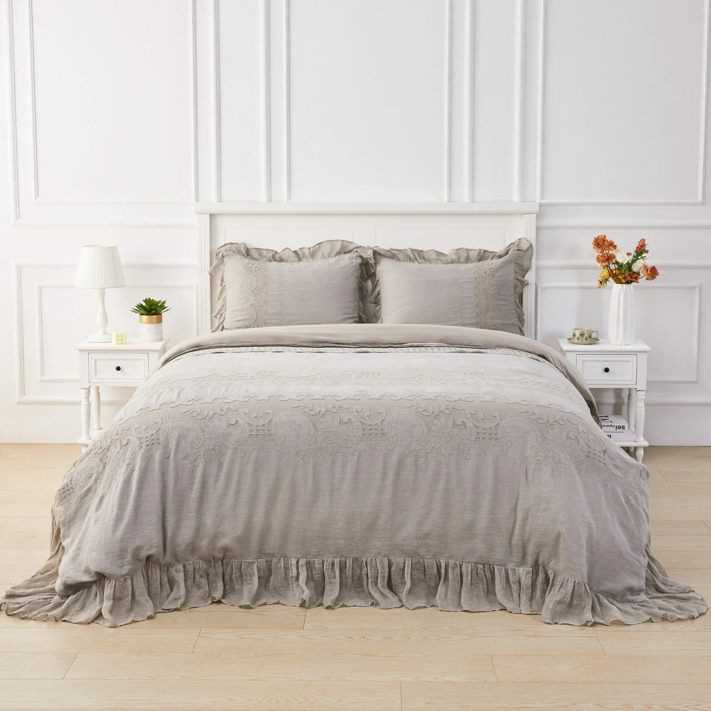 Tabitha Linen Duvet Cover Set Mélange Home