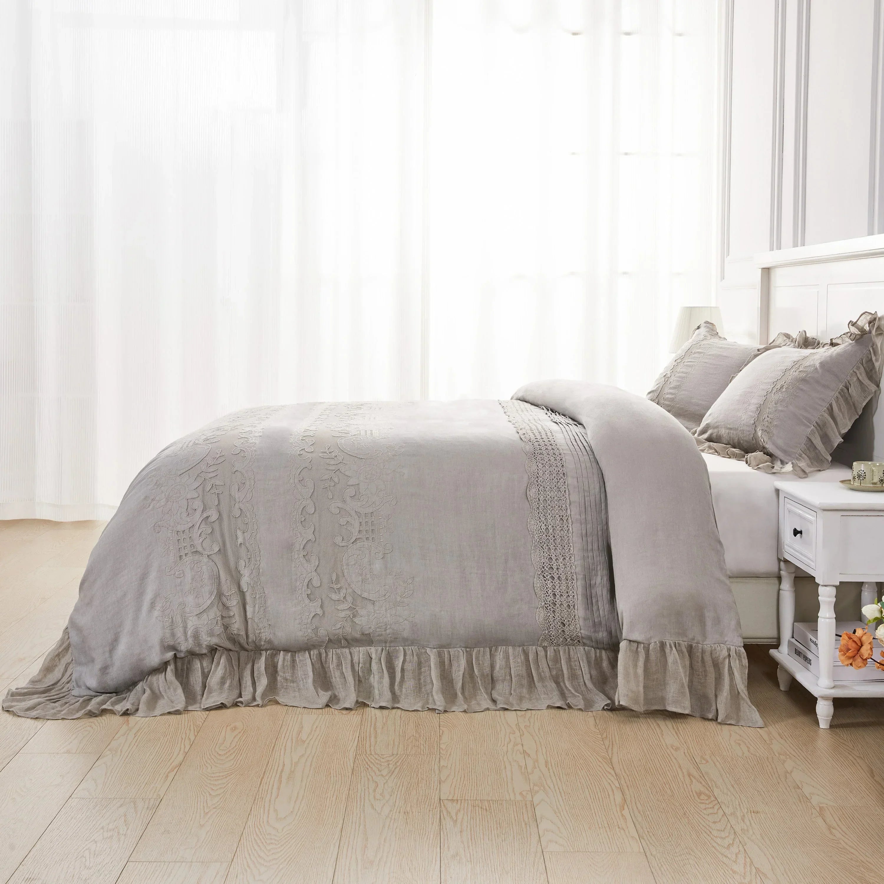 Tabitha Linen Duvet Cover Set Mélange Home