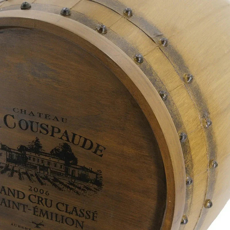 Barrel Drum Side Table with Wine Rack Storage - House Of Avana