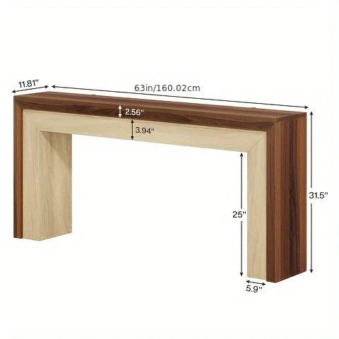 63-inch Farmhouse Console Table with Woven Basket & Decorative Plants - Contemporary Wood & Metal... - House Of Avana