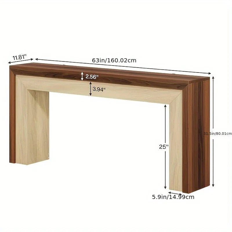 63-inch Farmhouse Console Table with Woven Basket & Decorative Plants - Contemporary Wood & Metal... - House Of Avana