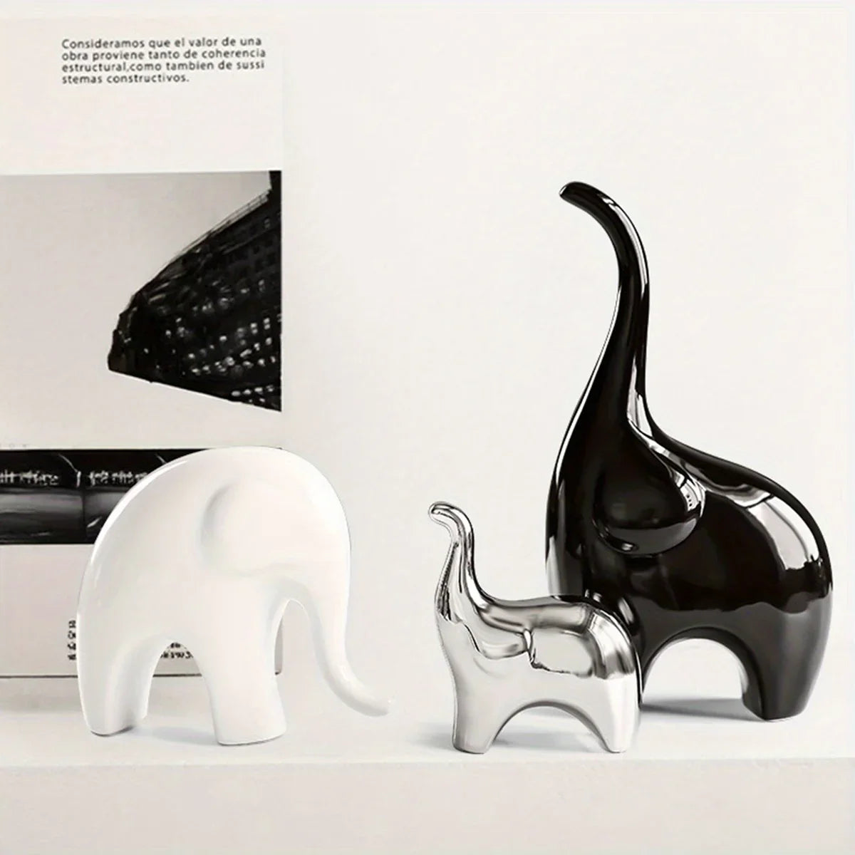 Table Centerpiece Ceramic Animal Ornaments Three Elephants Figurines Desktop Decoration for Home Bedroom Shelf, Outdoor Decoration, Home Decor, Stylish Decor, Animal Sculpture, Highquality Finish, Ceramic Figurines, Decorativ House Of Avana