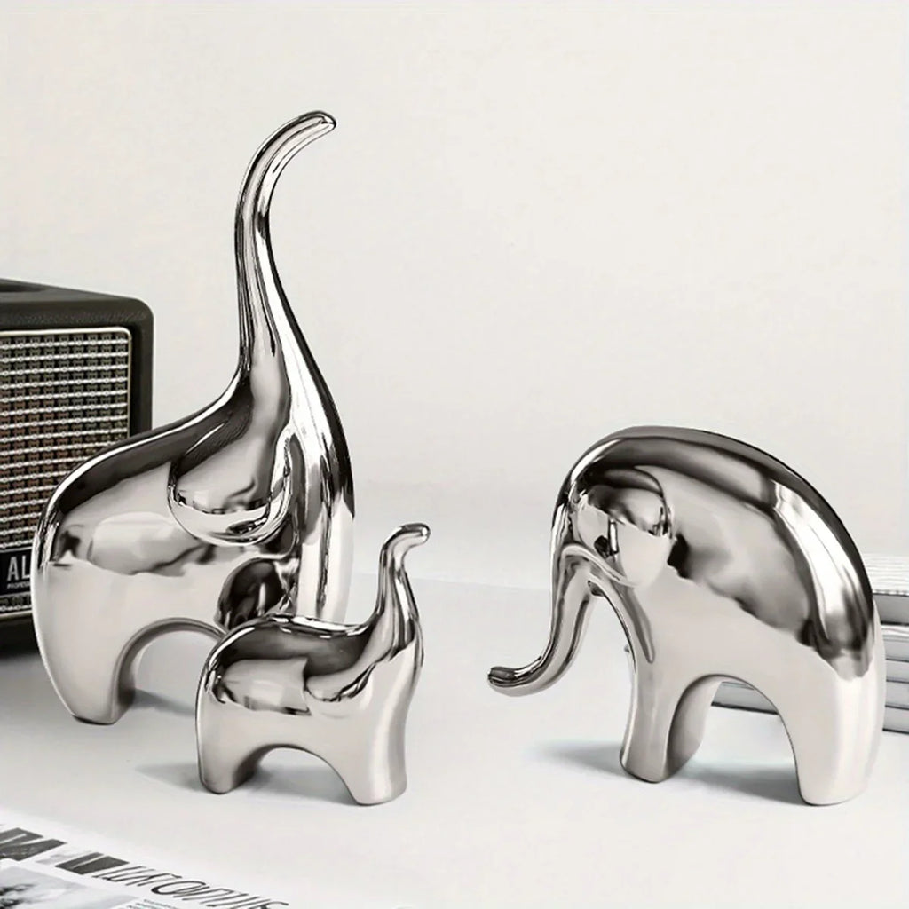 Table Centerpiece Ceramic Animal Ornaments Three Elephants Figurines Desktop Decoration for Home Bedroom Shelf, Outdoor Decoration, Home Decor, Stylish Decor, Animal Sculpture, Highquality Finish, Ceramic Figurines, Decorativ House Of Avana